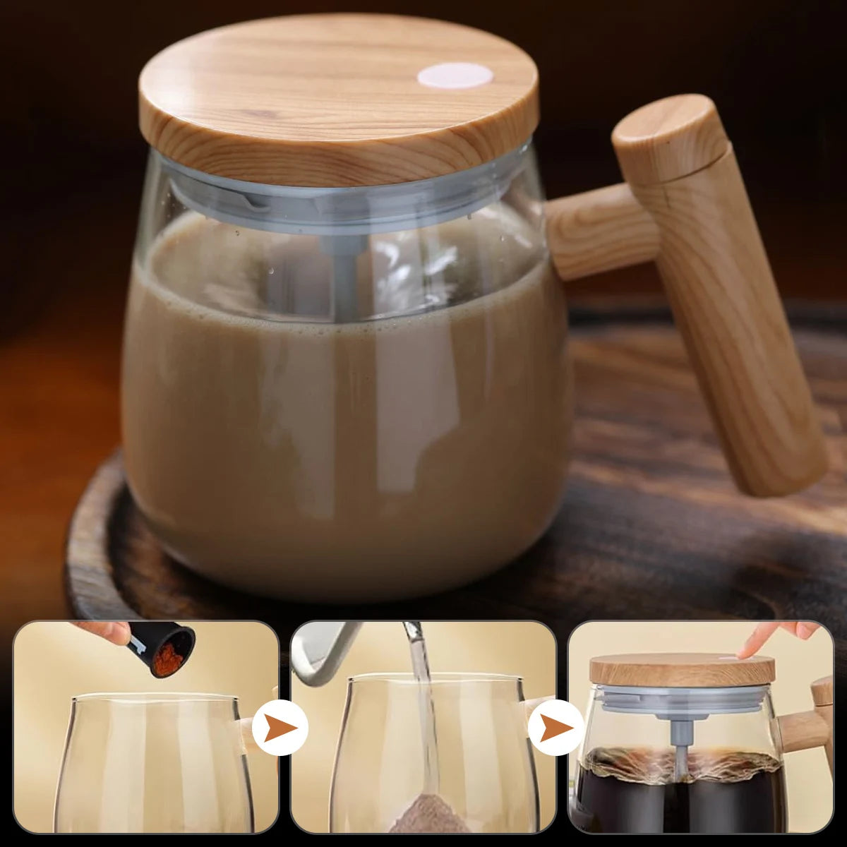 Self Stirring Coffee Cup Electric Stirring Mug 400Ml Self Mixing Mug Glass Waterproof Automatic Electric Protein Powder Mix Cup
