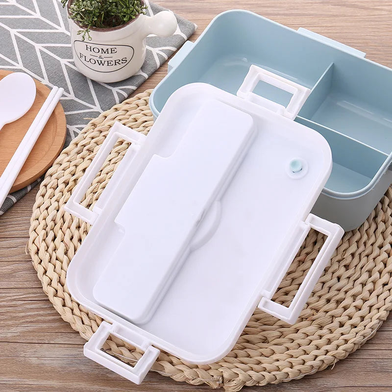 Microwave Oven Lunch Box with Tableware Cup Leakproof Portable Food Container Office School Hiking Camping Kids Health Bento Box