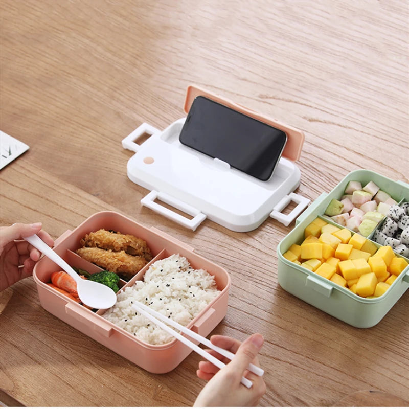 Microwave Oven Lunch Box with Tableware Cup Leakproof Portable Food Container Office School Hiking Camping Kids Health Bento Box
