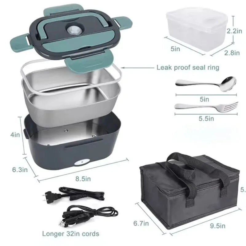 Electric Lunch Box Food Heater Portable Food Warmer Lunchbox for Car Home Leak Proof 2 Compartments 110V 220V Pot