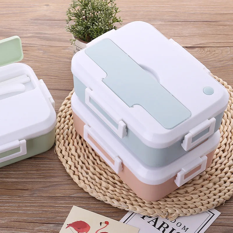Microwave Oven Lunch Box with Tableware Cup Leakproof Portable Food Container Office School Hiking Camping Kids Health Bento Box
