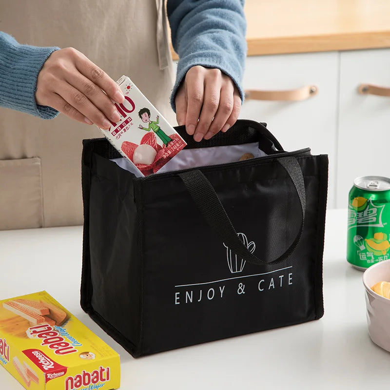Contracted Style Insulated Lunch Bag Durable Bento Pouch Thermal Insulated Lunch Box Tote Cooler Bag Lunch Container