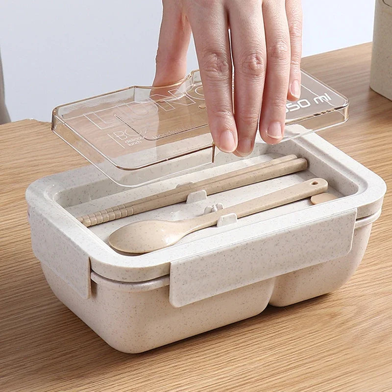 1Pc Wheat Straw Lunch Box Healthy BPA Free Bento Boxes Microwave Dinnerware Food Storage Container Lunch Box for Kids